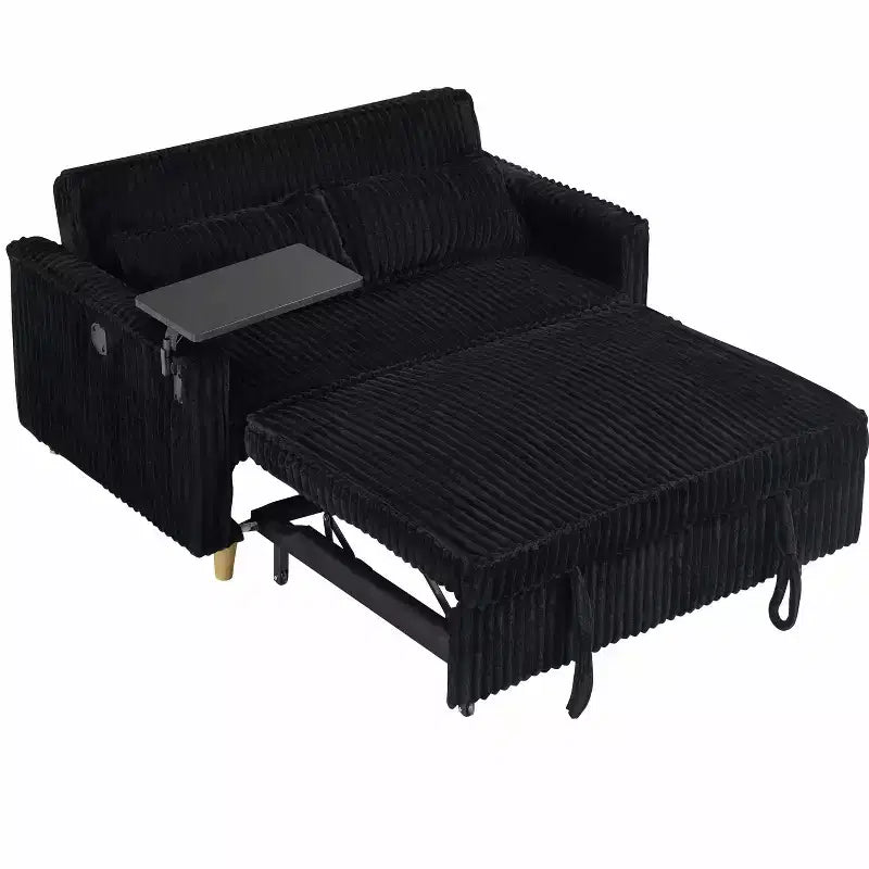 MAYEERTY Canapé 2 places en velours côtelé avec double fonction Équipé d'une tablette mobile pour le salon et la chambre à coucher