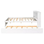 Cadre de lit double Bellemave avec lit gigogne et tête de lit de rangement, lit gigogne double avec bibliothèque pour enfants, lit bibliothèque pour adolescents, adultes
