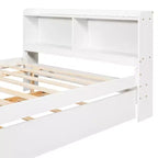 Cadre de lit double Bellemave avec lit gigogne et tête de lit de rangement, lit gigogne double avec bibliothèque pour enfants, lit bibliothèque pour adolescents, adultes