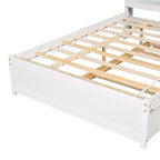 Cadre de lit double Bellemave avec lit gigogne et tête de lit de rangement, lit gigogne double avec bibliothèque pour enfants, lit bibliothèque pour adolescents, adultes