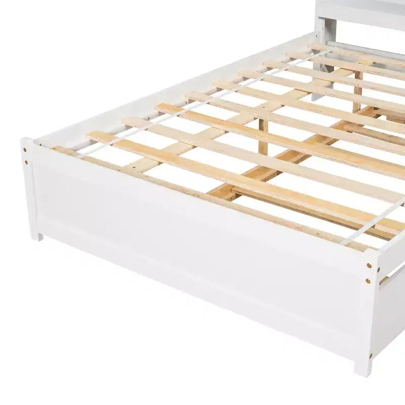 Cadre de lit double Bellemave avec lit gigogne et tête de lit de rangement, lit gigogne double avec bibliothèque pour enfants, lit bibliothèque pour adolescents, adultes