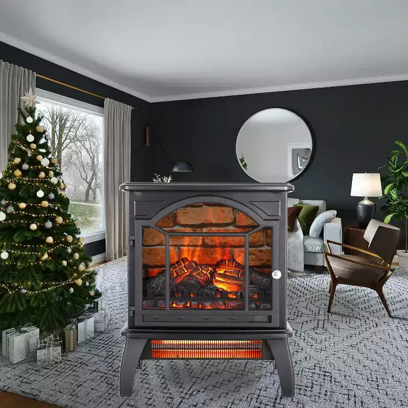 Cheminée électrique de 18 pouces avec luminosité de flamme réglable, cheminée chauffante pour salon, bureau à domicile, appartement