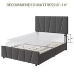 Adjustable Headboard Bed Frame with Storage Drawers  Velvet Upholstered Tufted Platform Bed with Wooden Slats, No Box Spring Needed