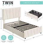 Adjustable Headboard Bed Frame with Storage Drawers  Velvet Upholstered Tufted Platform Bed with Wooden Slats, No Box Spring Needed