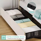 Adjustable Headboard Bed Frame with Storage Drawers  Velvet Upholstered Tufted Platform Bed with Wooden Slats, No Box Spring Needed