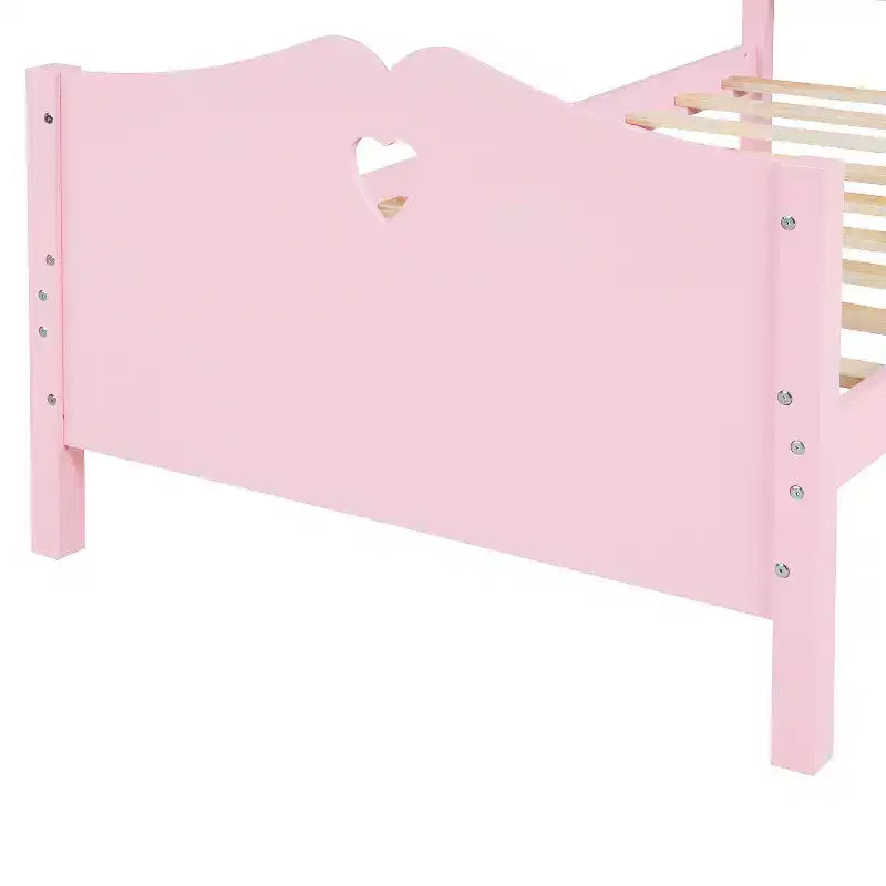 Twin Bed Frame for Girls Princess Bed, Wood Twin Size Platform Bed with Headboard and Footboard