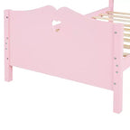 Twin Bed Frame for Girls Princess Bed, Wood Twin Size Platform Bed with Headboard and Footboard