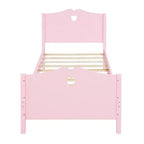 Twin Bed Frame for Girls Princess Bed, Wood Twin Size Platform Bed with Headboard and Footboard