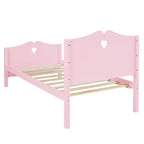 Twin Bed Frame for Girls Princess Bed, Wood Twin Size Platform Bed with Headboard and Footboard