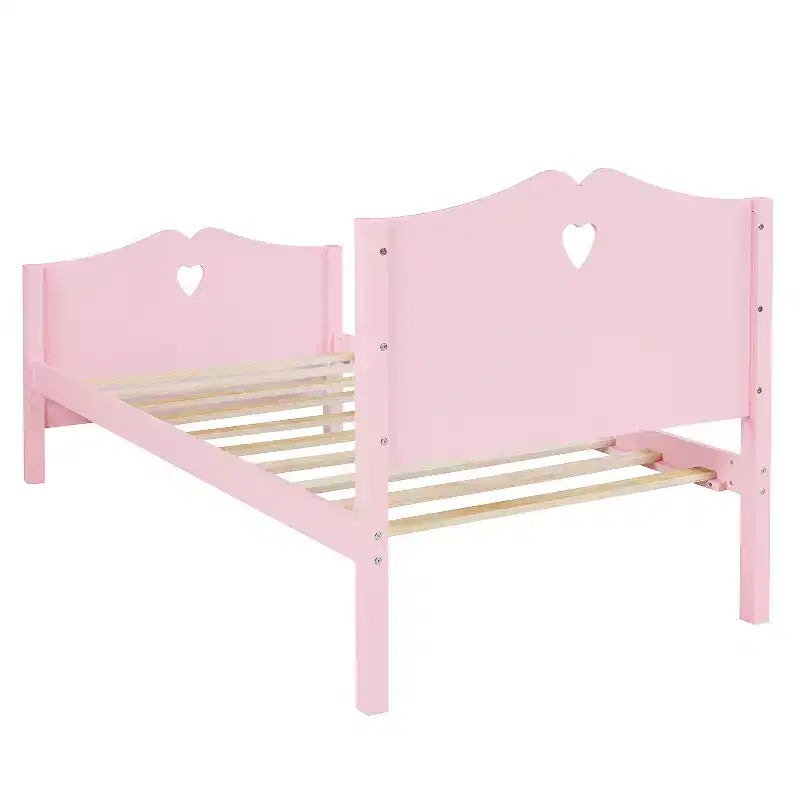Twin Bed Frame for Girls Princess Bed, Wood Twin Size Platform Bed with Headboard and Footboard