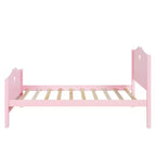 Twin Bed Frame for Girls Princess Bed, Wood Twin Size Platform Bed with Headboard and Footboard