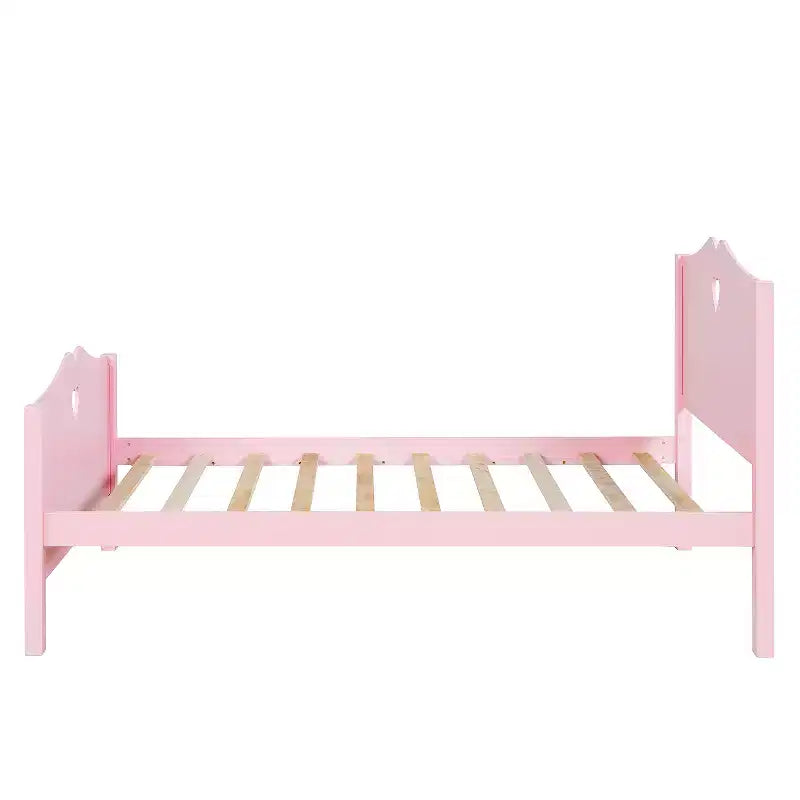 Twin Bed Frame for Girls Princess Bed, Wood Twin Size Platform Bed with Headboard and Footboard