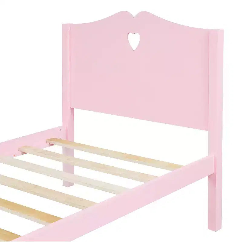 Twin Bed Frame for Girls Princess Bed, Wood Twin Size Platform Bed with Headboard and Footboard