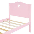Twin Bed Frame for Girls Princess Bed, Wood Twin Size Platform Bed with Headboard and Footboard