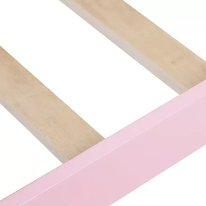 Twin Bed Frame for Girls Princess Bed, Wood Twin Size Platform Bed with Headboard and Footboard