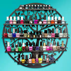 Présentoir mural 5 niveaux Sorbus pour vernis à ongles - Silhouette d'arbre ronde en métal pour salon