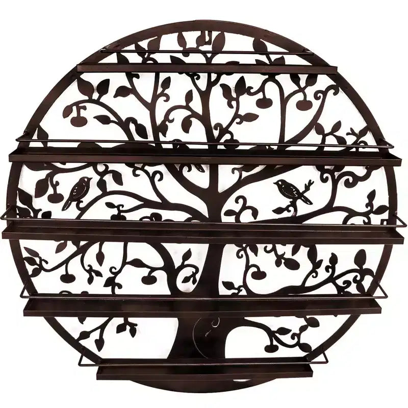 Présentoir mural 5 niveaux Sorbus pour vernis à ongles - Silhouette d'arbre ronde en métal pour salon