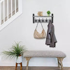 Étagère murale flottante Sorbus 40,6 cm avec 5 crochets robustes pour entrée, salle de bain, chambre, cuisine ou buanderie