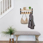 Étagère murale flottante Sorbus 40,6 cm avec 5 crochets robustes pour entrée, salle de bain, chambre, cuisine ou buanderie