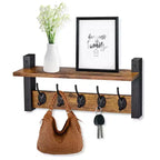 Étagère murale flottante Sorbus 40,6 cm avec 5 crochets robustes pour entrée, salle de bain, chambre, cuisine ou buanderie