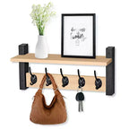 Étagère murale flottante Sorbus 40,6 cm avec 5 crochets robustes pour entrée, salle de bain, chambre, cuisine ou buanderie