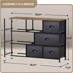 Commode large Sorbus à 8 tiroirs - Unité de rangement avec cadre en acier, plateau et poignée en bois, bacs en tissu - Idéale pour désencombrer la maison