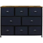Commode large Sorbus à 8 tiroirs - Unité de rangement avec cadre en acier, plateau et poignée en bois, bacs en tissu - Idéale pour désencombrer la maison