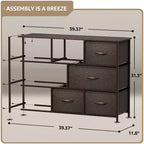 Commode large Sorbus à 8 tiroirs - Unité de rangement avec cadre en acier, plateau et poignée en bois, bacs en tissu - Idéale pour désencombrer la maison