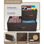 Commode large Sorbus à 8 tiroirs - Unité de rangement avec cadre en acier, plateau et poignée en bois, bacs en tissu - Idéale pour désencombrer la maison