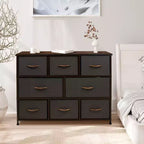 Commode large Sorbus à 8 tiroirs - Unité de rangement avec cadre en acier, plateau et poignée en bois, bacs en tissu - Idéale pour désencombrer la maison