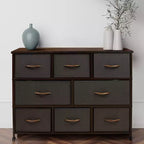Commode large Sorbus à 8 tiroirs - Unité de rangement avec cadre en acier, plateau et poignée en bois, bacs en tissu - Idéale pour désencombrer la maison