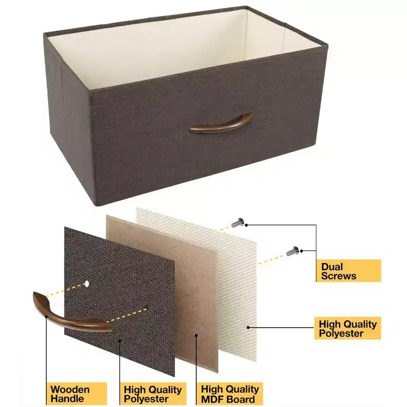 Commode large Sorbus à 8 tiroirs - Unité de rangement avec cadre en acier, plateau et poignée en bois, bacs en tissu - Idéale pour désencombrer la maison