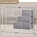 Commode large Sorbus à 8 tiroirs - Unité de rangement avec cadre en acier, plateau et poignée en bois, bacs en tissu - Idéale pour désencombrer la maison