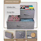 Commode large Sorbus à 8 tiroirs - Unité de rangement avec cadre en acier, plateau et poignée en bois, bacs en tissu - Idéale pour désencombrer la maison