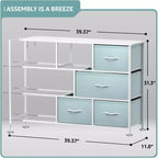 Commode large Sorbus à 8 tiroirs - Unité de rangement avec cadre en acier, plateau et poignée en bois, bacs en tissu - Idéale pour désencombrer la maison