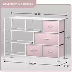 Commode large Sorbus à 8 tiroirs - Unité de rangement avec cadre en acier, plateau et poignée en bois, bacs en tissu - Idéale pour désencombrer la maison