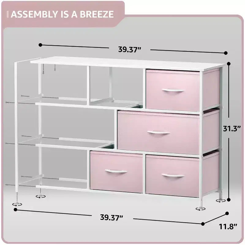 Commode large Sorbus à 8 tiroirs - Unité de rangement avec cadre en acier, plateau et poignée en bois, bacs en tissu - Idéale pour désencombrer la maison