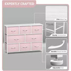 Commode large Sorbus à 8 tiroirs - Unité de rangement avec cadre en acier, plateau et poignée en bois, bacs en tissu - Idéale pour désencombrer la maison
