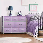 Commode large Sorbus à 8 tiroirs - Unité de rangement avec cadre en acier, plateau et poignée en bois, bacs en tissu - Idéale pour désencombrer la maison