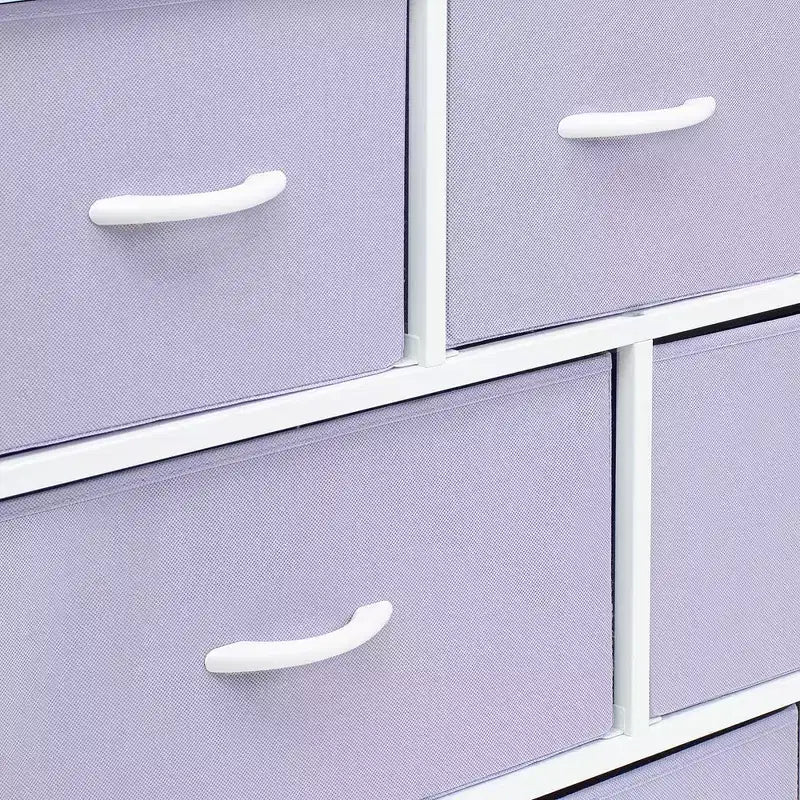Commode large Sorbus à 8 tiroirs - Unité de rangement avec cadre en acier, plateau et poignée en bois, bacs en tissu - Idéale pour désencombrer la maison