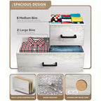 Commode large Sorbus à 8 tiroirs - Unité de rangement avec cadre en acier, plateau et poignée en bois, bacs en tissu - Idéale pour désencombrer la maison