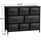 Commode large Sorbus à 8 tiroirs - Unité de rangement avec cadre en acier, plateau et poignée en bois, bacs en tissu - Idéale pour désencombrer la maison