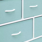 Commode large Sorbus à 8 tiroirs - Unité de rangement avec cadre en acier, plateau et poignée en bois, bacs en tissu - Idéale pour désencombrer la maison