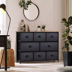 Commode large Sorbus à 8 tiroirs - Unité de rangement avec cadre en acier, plateau et poignée en bois, bacs en tissu - Idéale pour désencombrer la maison