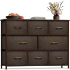 Commode large Sorbus à 8 tiroirs - Unité de rangement avec cadre en acier, plateau et poignée en bois, bacs en tissu - Idéale pour désencombrer la maison