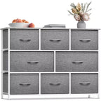 Commode large Sorbus à 8 tiroirs - Unité de rangement avec cadre en acier, plateau et poignée en bois, bacs en tissu - Idéale pour désencombrer la maison
