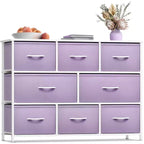 Commode large Sorbus à 8 tiroirs - Unité de rangement avec cadre en acier, plateau et poignée en bois, bacs en tissu - Idéale pour désencombrer la maison