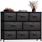 Commode large Sorbus à 8 tiroirs - Unité de rangement avec cadre en acier, plateau et poignée en bois, bacs en tissu - Idéale pour désencombrer la maison