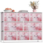Commode large Sorbus à 8 tiroirs - Unité de rangement avec cadre en acier, plateau et poignée en bois, bacs en tissu - Idéale pour désencombrer la maison