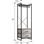 Portant à vêtements Sorbus avec tiroirs et plateau en bois